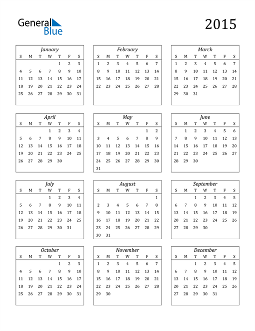 Blank Calendar 2015