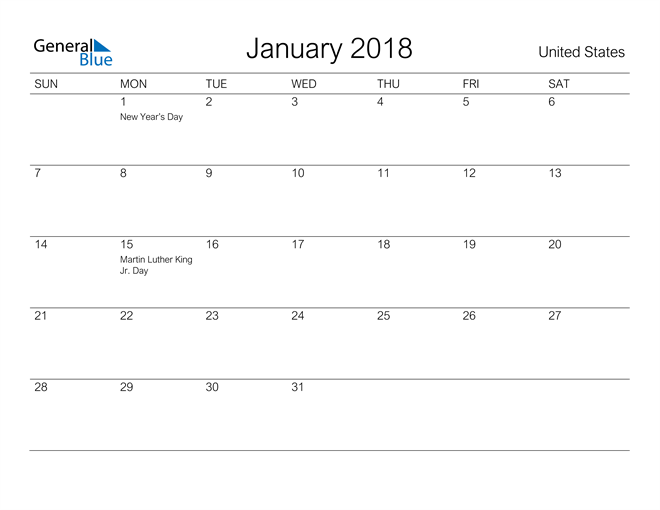 united-states-january-2018-calendar-with-holidays