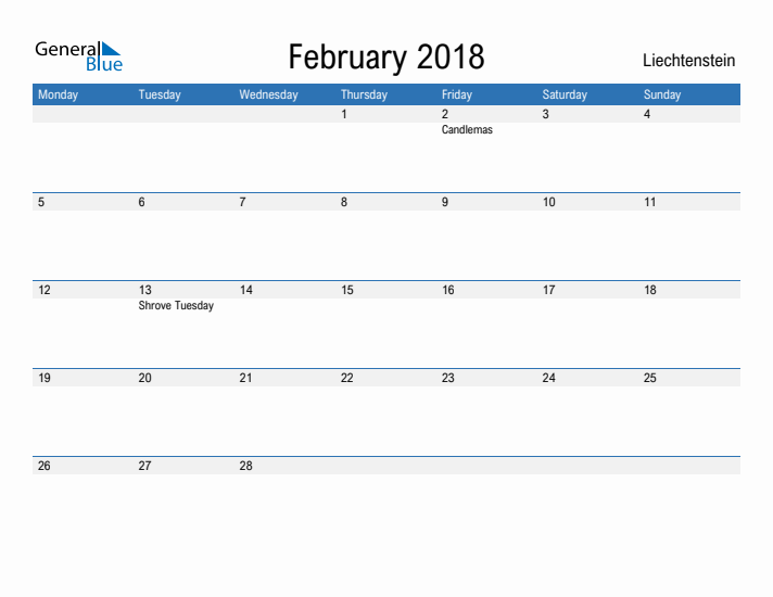 Fillable February 2018 Calendar