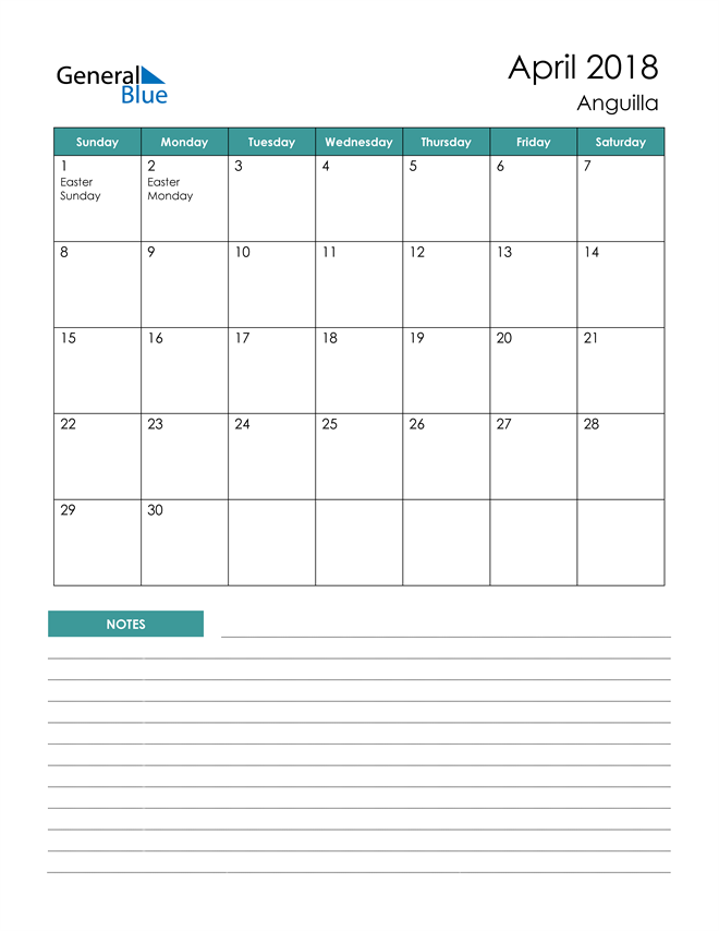 april-2018-calendar-with-anguilla-holidays