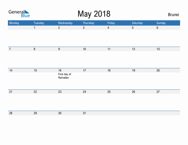 Fillable May 2018 Calendar