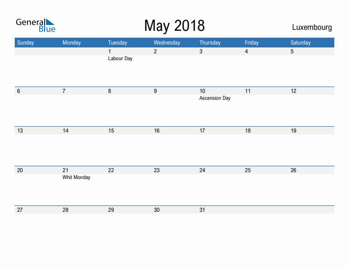 Fillable May 2018 Calendar