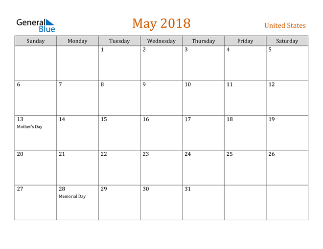 United States May 18 Calendar With Holidays