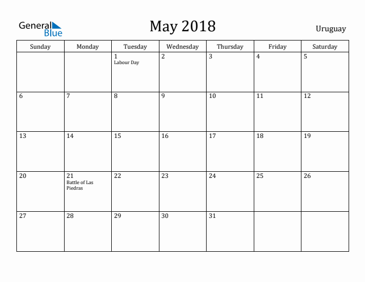 May 2018 Calendar Uruguay