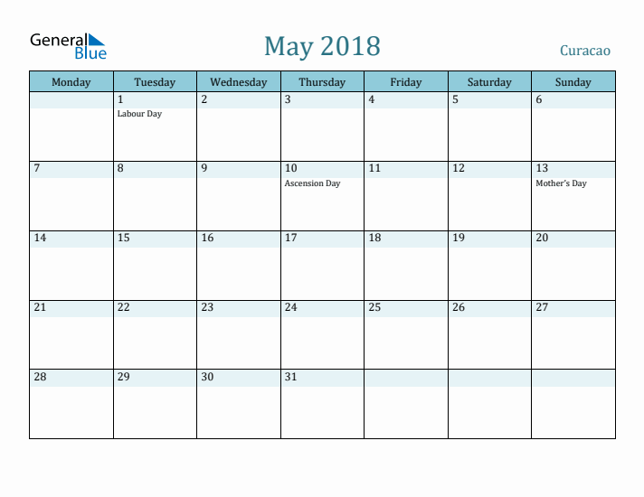 May 2018 Calendar with Holidays