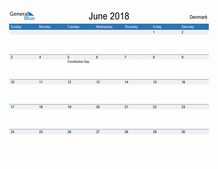Fillable June 2018 Calendar