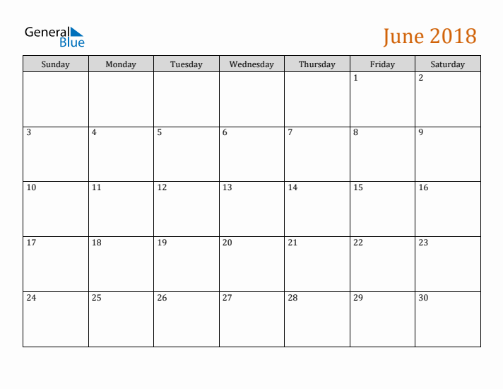 Editable June 2018 Calendar