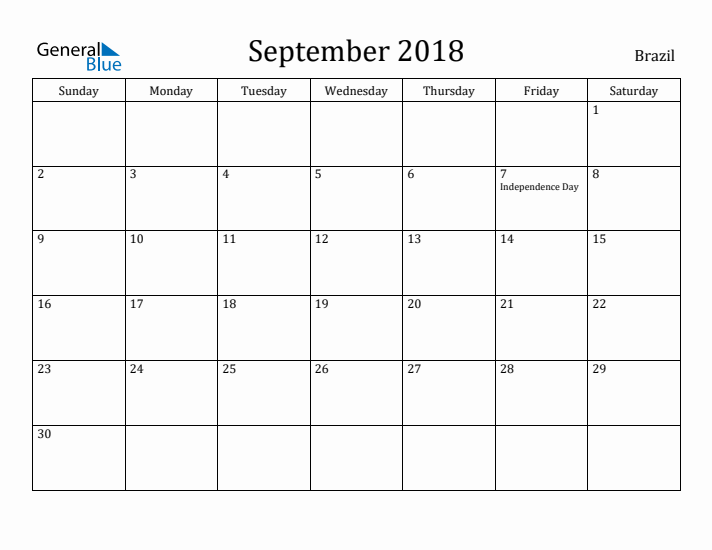 September 2018 Calendar Brazil