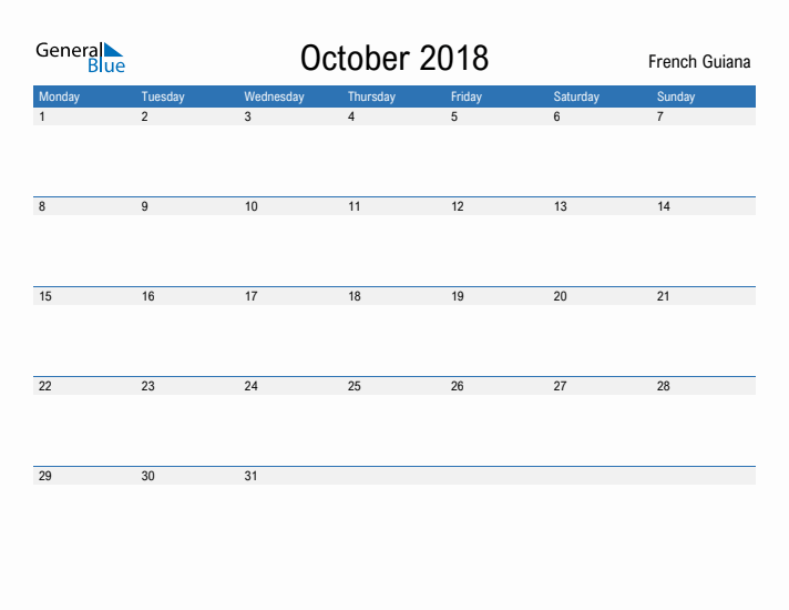 Fillable October 2018 Calendar