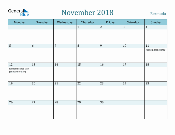 November 2018 Calendar with Holidays
