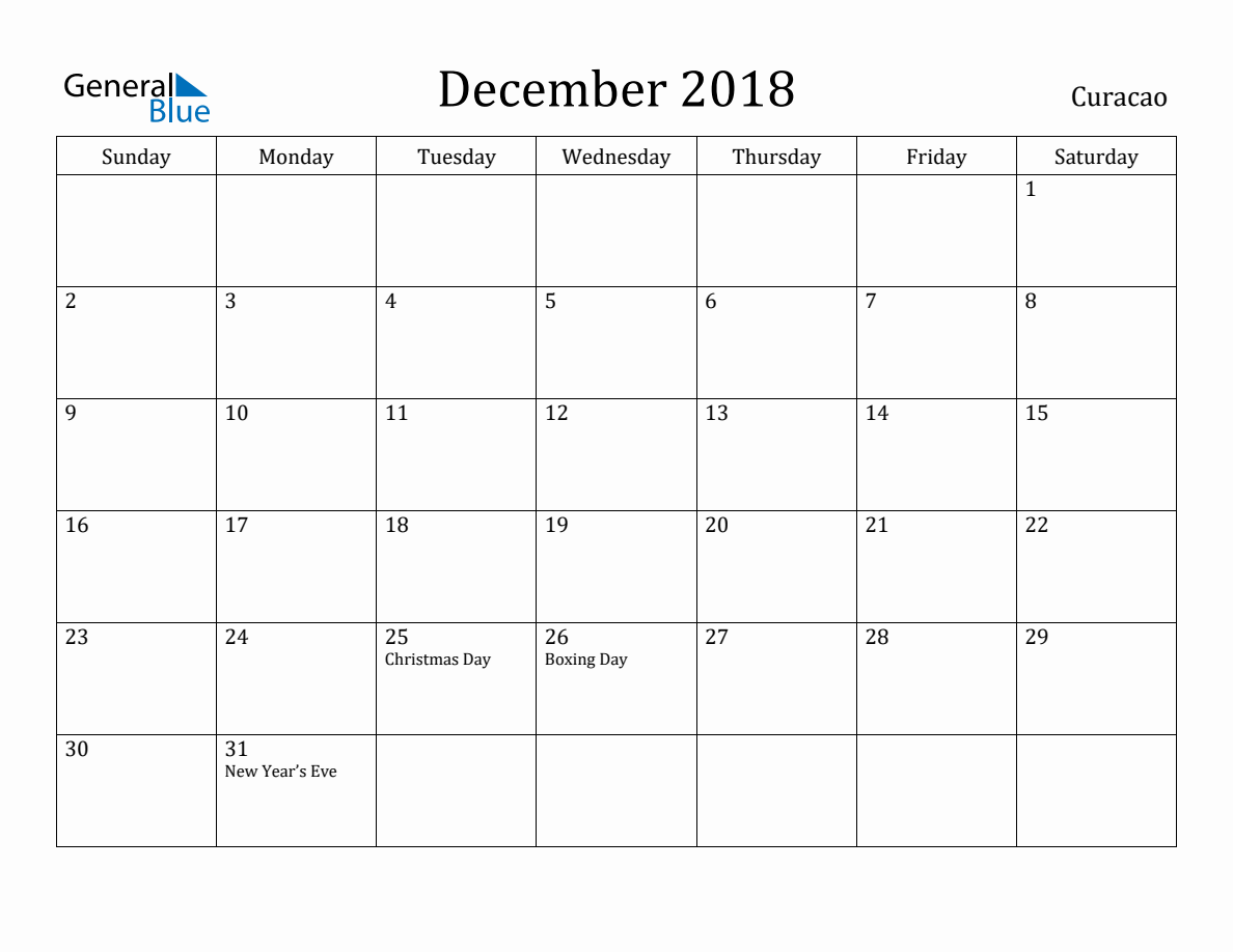 december-2018-monthly-calendar-with-curacao-holidays