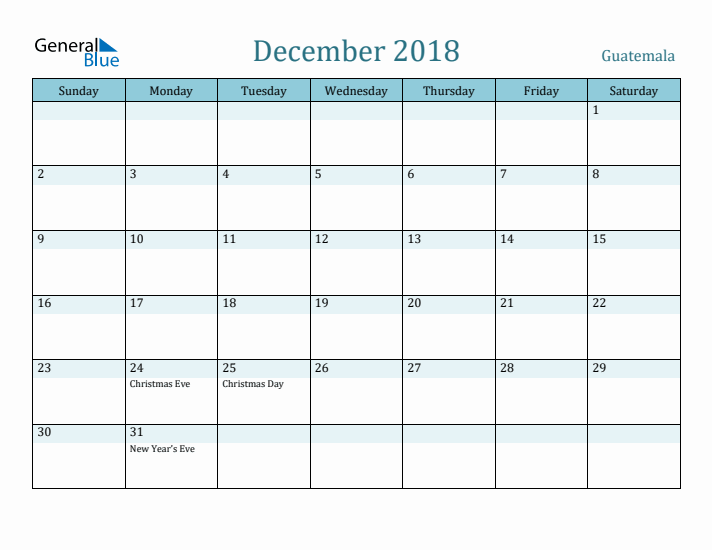 December 2018 Calendar with Holidays