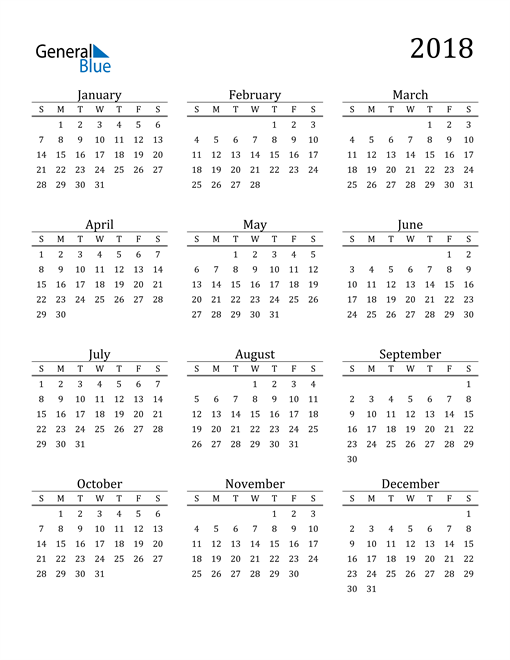 Free Printable Calendar 2018