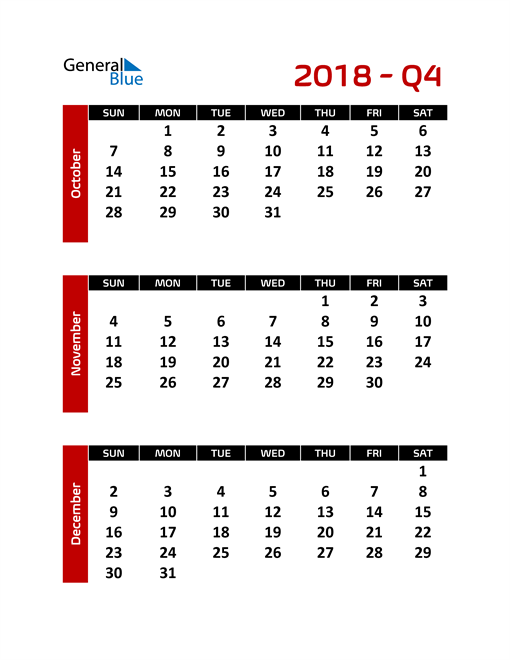  Editable Quarterly Calendar
