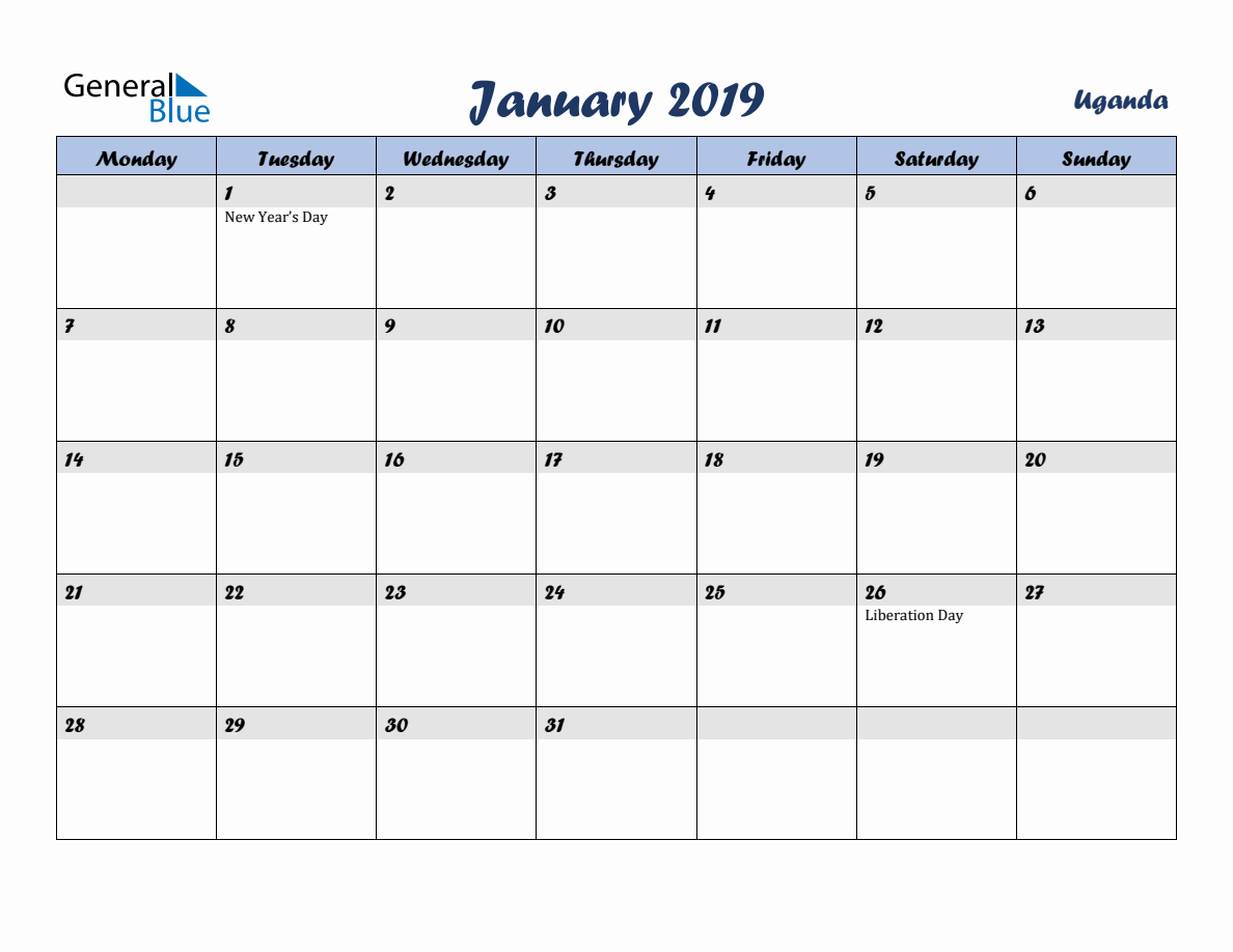 january-2019-monthly-calendar-template-with-holidays-for-uganda