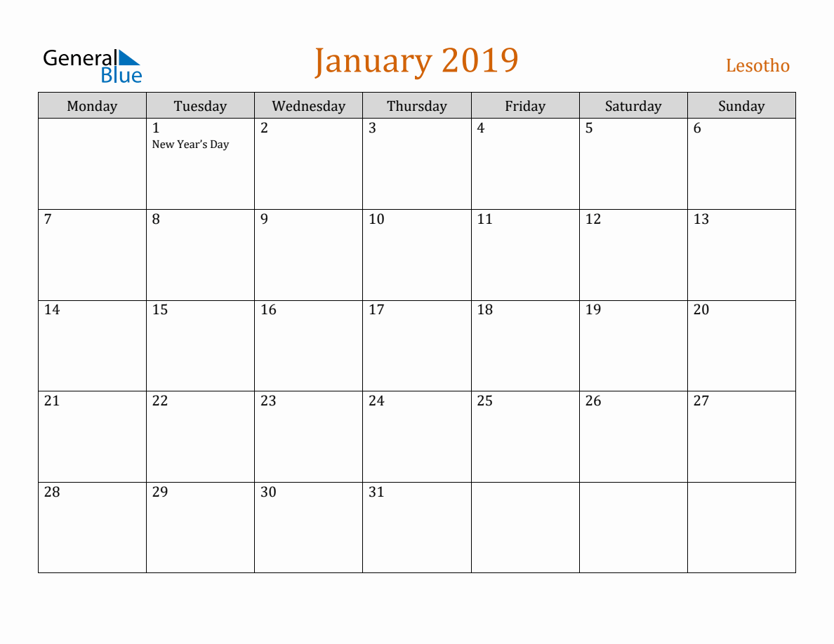 free-january-2019-lesotho-calendar