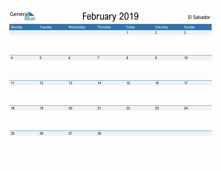 Fillable February 2019 Calendar
