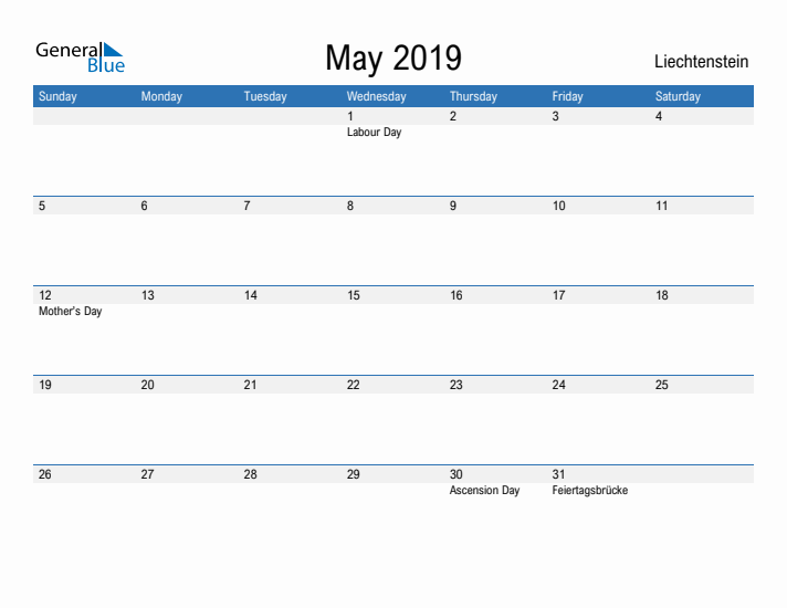 Fillable May 2019 Calendar