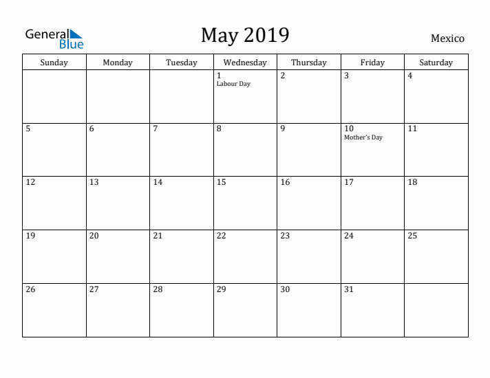 May 2019 Calendar Mexico