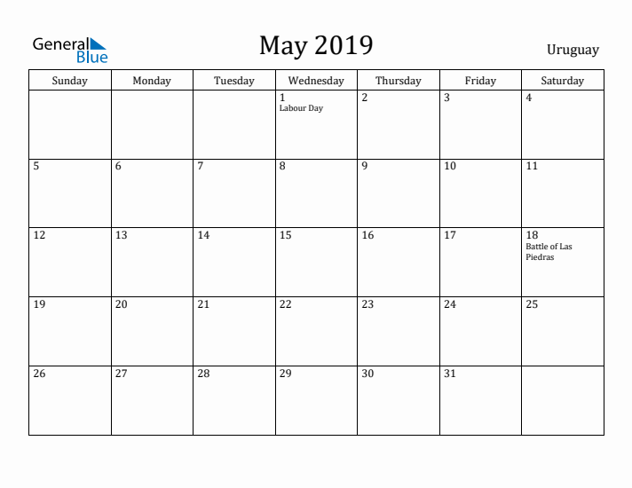 May 2019 Calendar Uruguay
