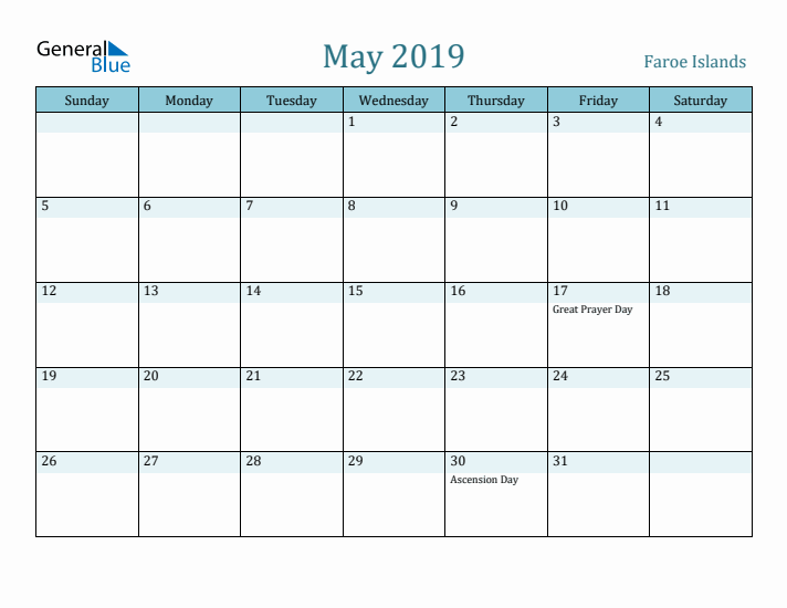 May 2019 Calendar with Holidays