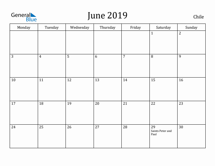 June 2019 Calendar Chile