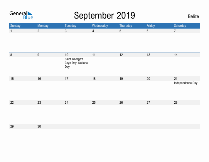 Fillable September 2019 Calendar