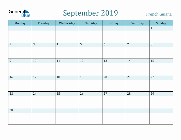 September 2019 Calendar with Holidays