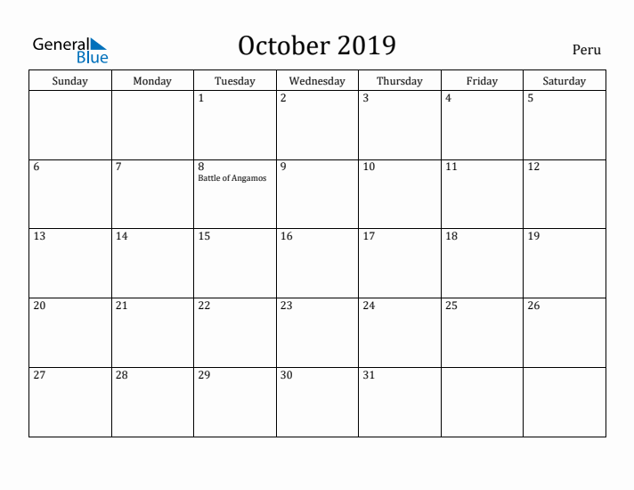 October 2019 Calendar Peru