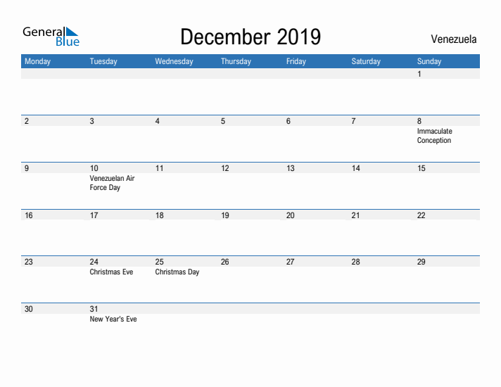 Fillable December 2019 Calendar