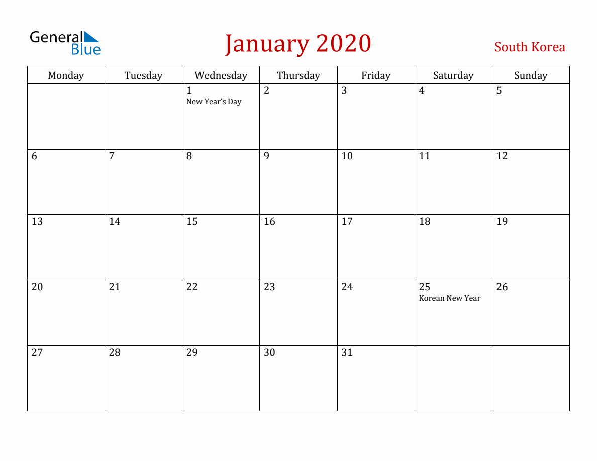 january-2020-south-korea-monthly-calendar-with-holidays