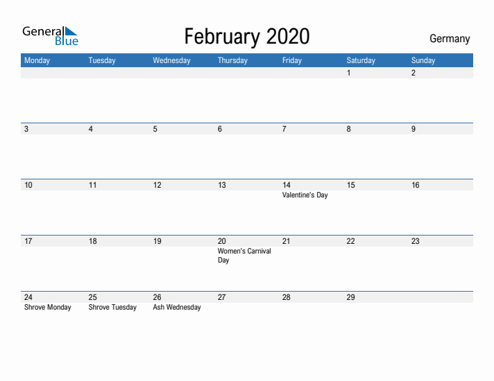 Fillable February 2020 Calendar