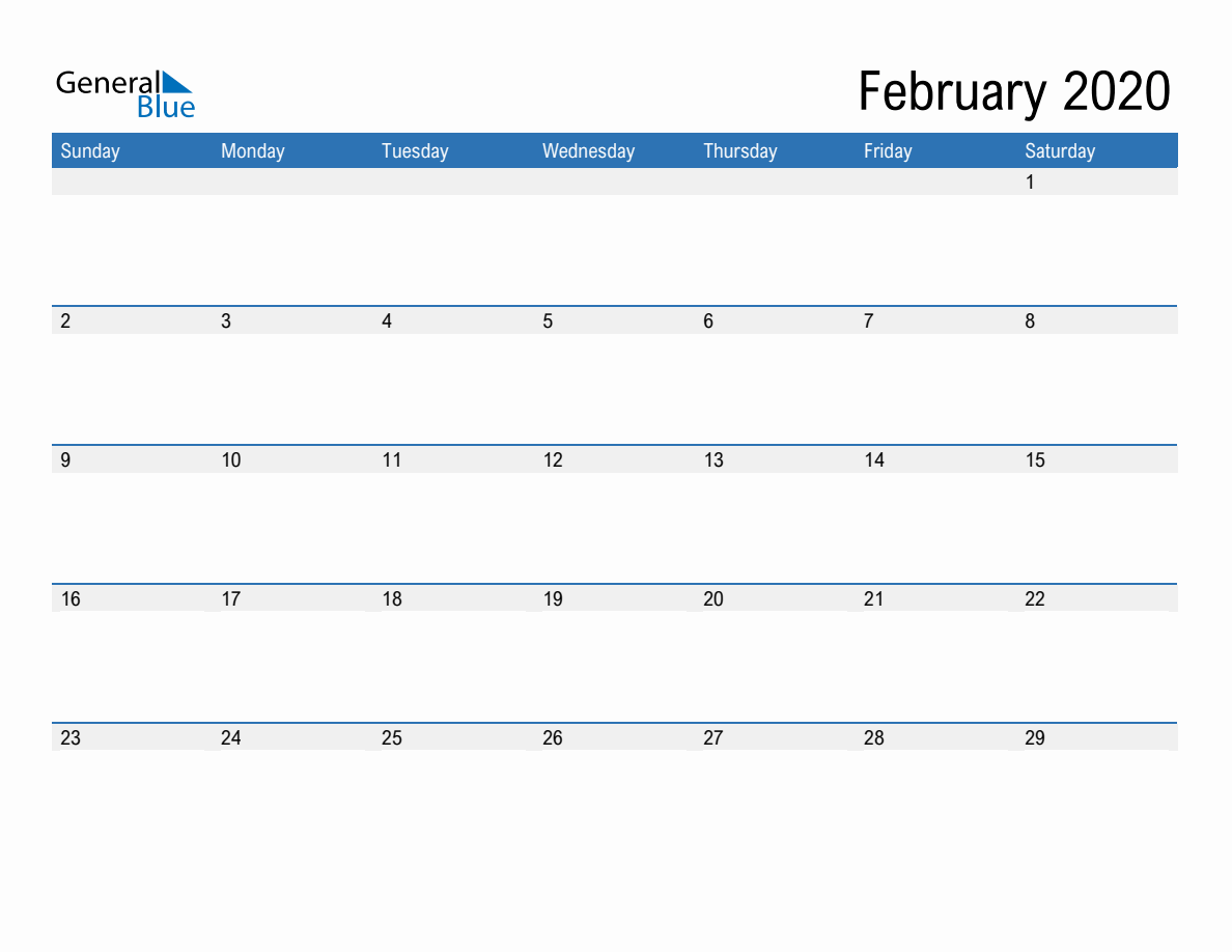 February 2020 Calendars (Pdf Word Excel)