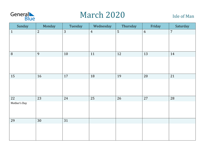 March 2020 Calendar with Holidays in PDF, Word, and Excel