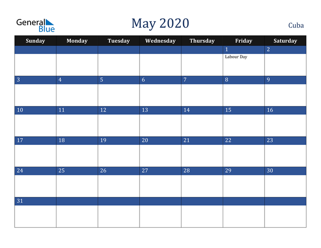 May 2020 Cuba Calendar