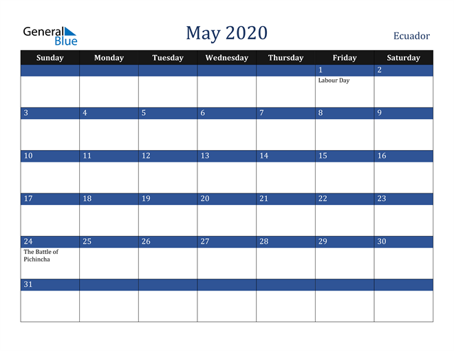 May 2020 Ecuador Calendar