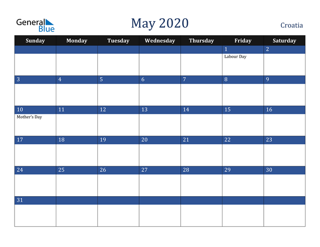 May 2020 Croatia Calendar