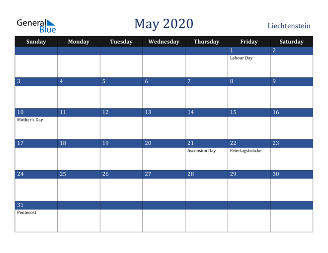 May 2020 Liechtenstein Calendar