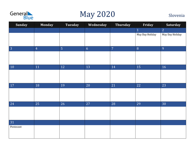 May 2020 Slovenia Calendar