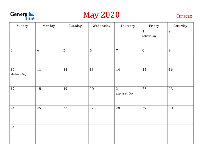 Curacao May 2020 Calendar