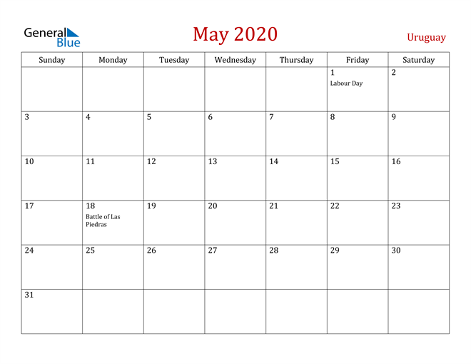 Uruguay May 2020 Calendar