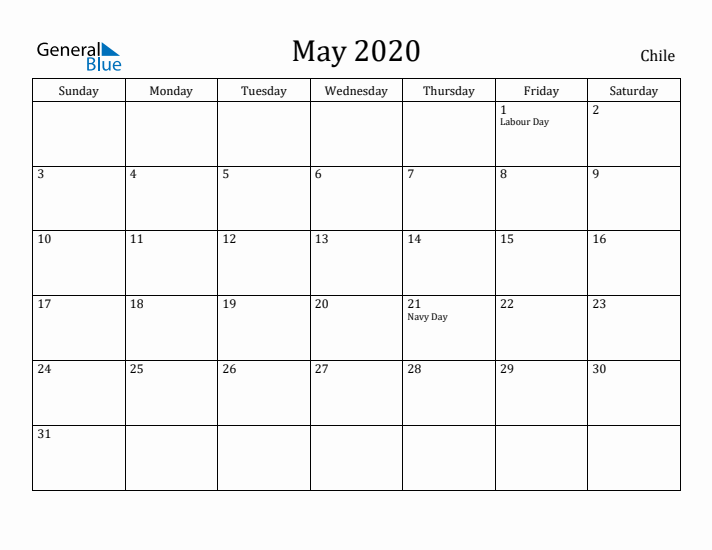 May 2020 Calendar Chile
