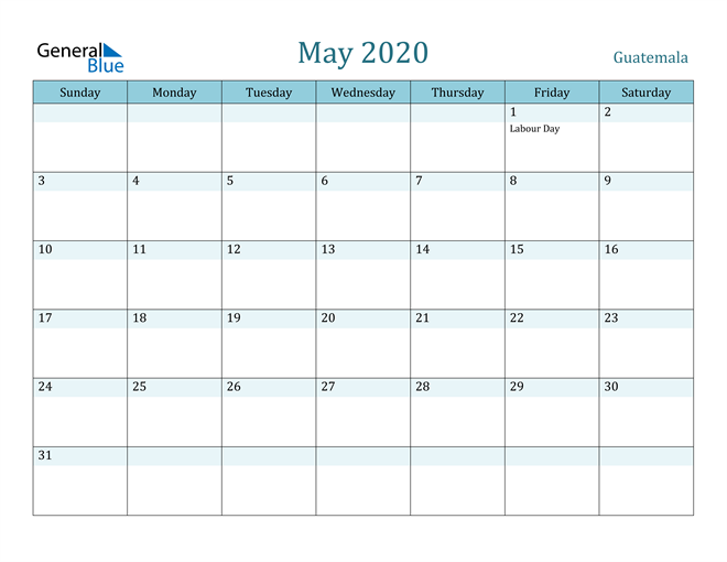May 2020 Calendar with Holidays in PDF, Word, and Excel