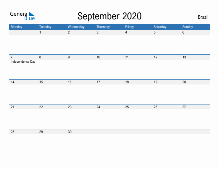 Fillable September 2020 Calendar