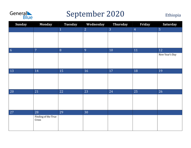 September 2020 Ethiopia Calendar