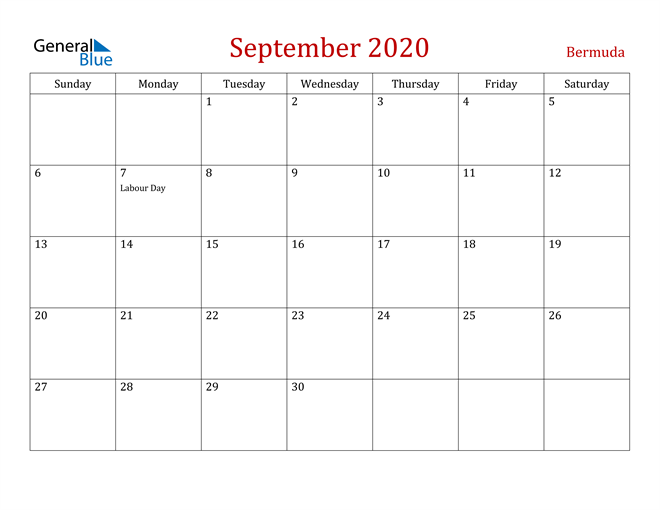 Bermuda September 2020 Calendar