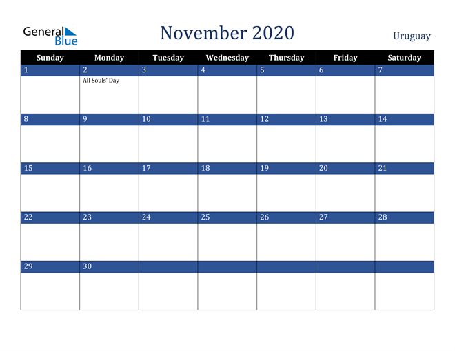 November 2020 Uruguay Calendar