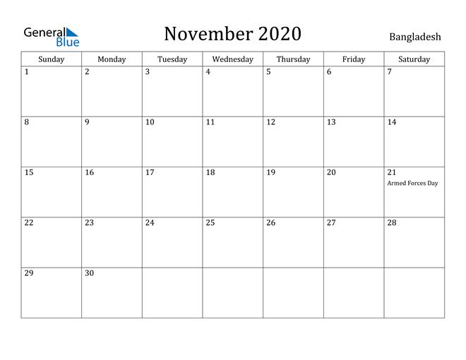 November 2020 calendar