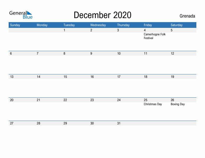Fillable December 2020 Calendar