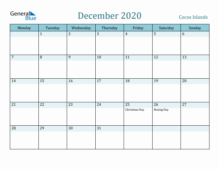 December 2020 Calendar with Holidays